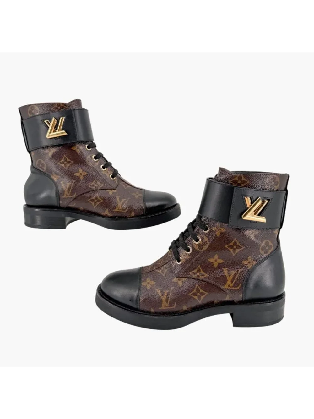 Louis Vuitton Ranger Wonderland Combat Boots Brown LV Size 36.5 US 6.5 Women’s
